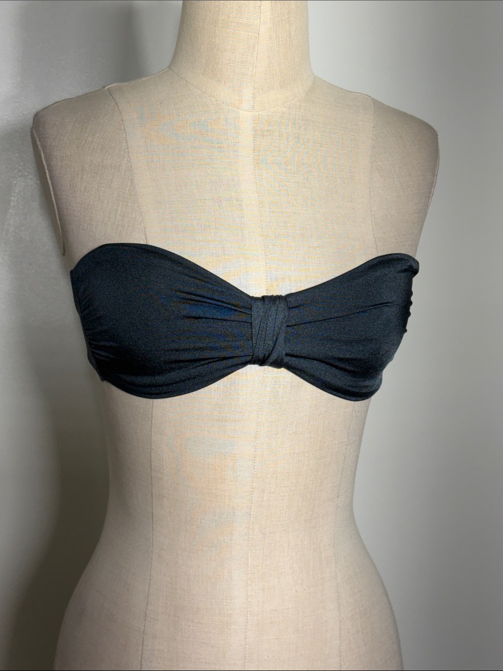Classic Black Bandeau Bikini Top with Center Knot